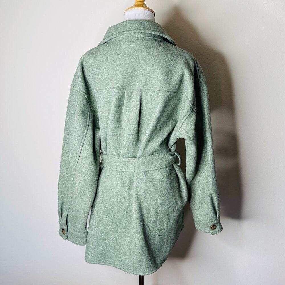 Zara Green Felt Belted Shacket - Picture 7 of 7